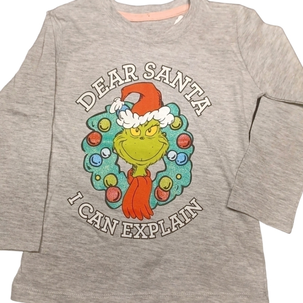 DR. Suess "Dear Santa, I can explain." Christmas Kids Long Sleeved Cotton Shirt